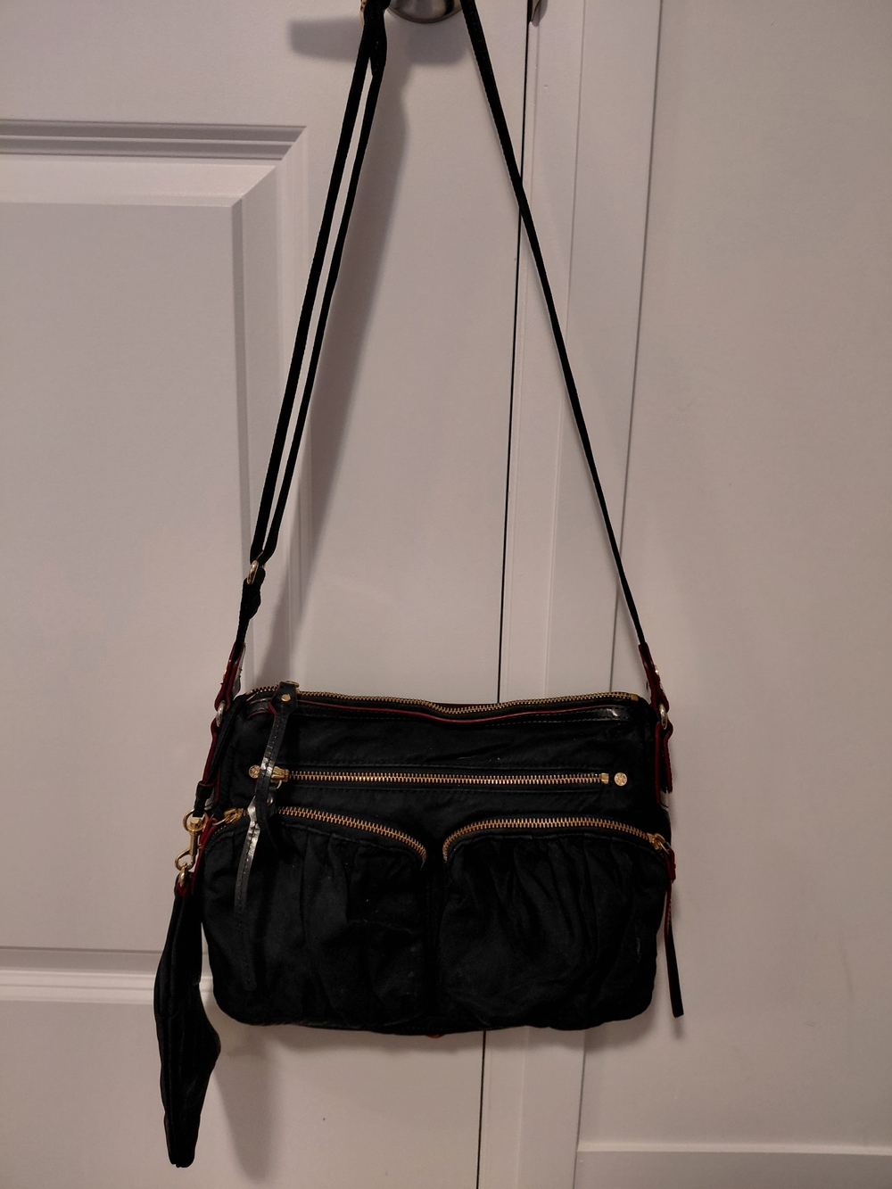 MZ Wallace Black Crossbody Bag with Gold Hardware